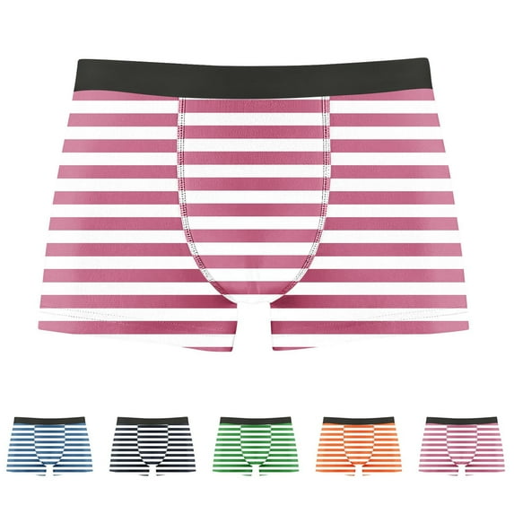 oelaio Mens Boxer Briefs Striped Breathable Mens Underwear Boxer Shorts Pack with Contour Pouch Blue L