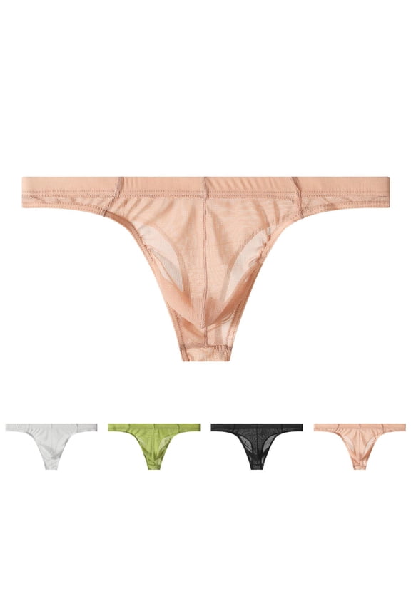 Mens Briefs See Through Mesh Thong Lingerie Lightweight Breathable Bikini Panties Transparent Underwear White XXL