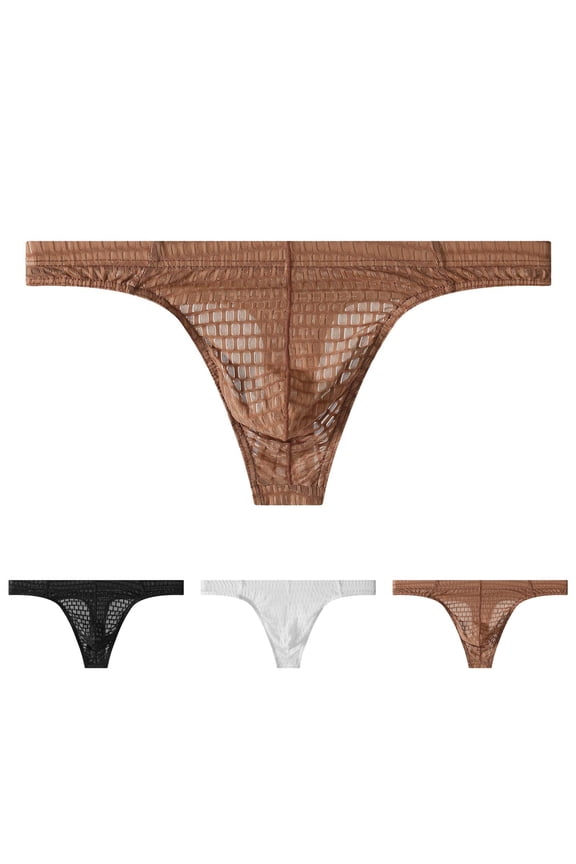 Mens Briefs Soft Breathable Bikinis G-String Underwear T-Back Underpanties Low Rise Comfort Sport Underwear White L