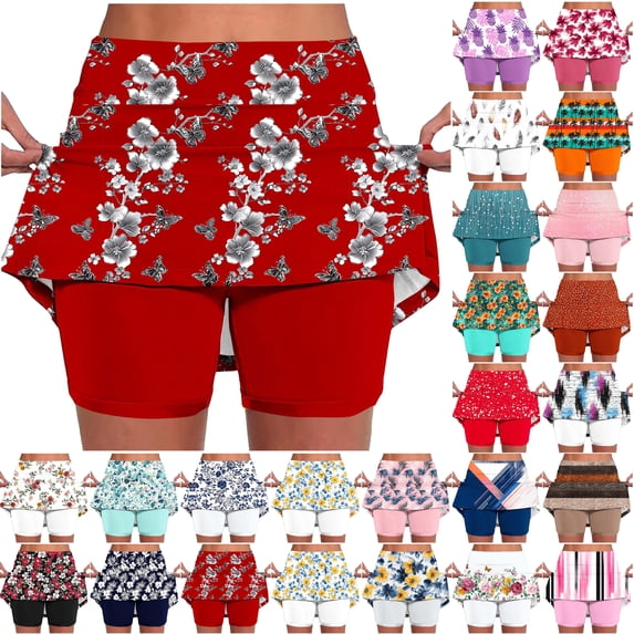 oelaio Skorts for Women, Women's Casual Athlete Tennis Skirts, Lightweight Golf Workout Skort with Pockets Multicolor L