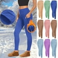 thumbnail image 1 of oelaio Women's Fleece Lined Yoga Pants with Pockets High Waisted Workout Leggings Warm Winter Athletic Running Cycling Tights Base Layer Pants Purple S, 1 of 8