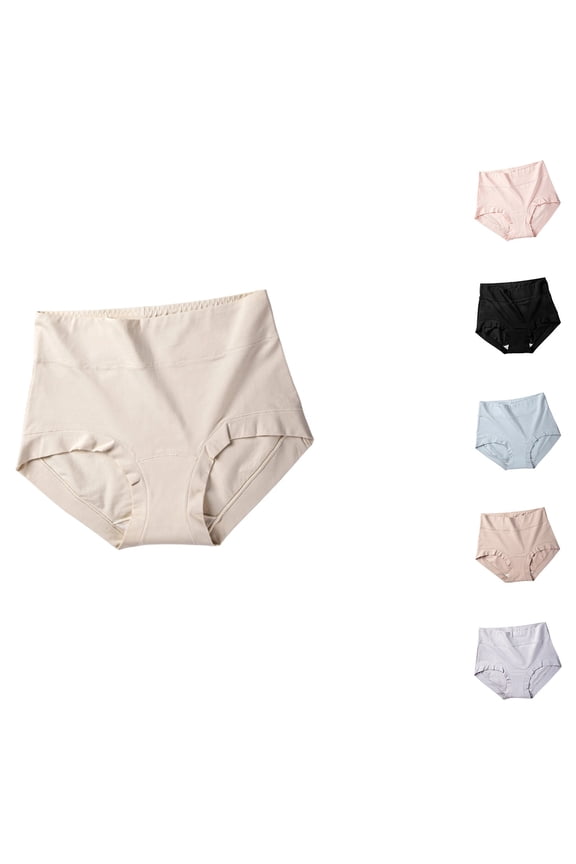 Women's High Waisted Cotton Underwear Soft Breathable Panties Stretch Briefs Full Coverage Comfy Ladies Panties Pink XL