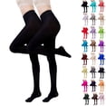thumbnail image 1 of oelaio Women's Opaque Tights 2 Pack Solid Basic Bottoms Stretch High Waisted Pantyhose Socks Yellow L, 1 of 3