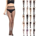 thumbnail image 1 of oelaio Women's Sheer Control Top Tights Thigh High Stockings Stretch Crotchless Pantyhose Black Free Size, 1 of 4