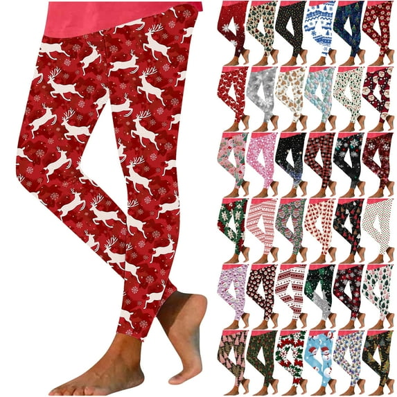 oelaio Women's Ugly Christmas High Waisted Leggings Xmas Printed Ankle Length No Seen Through Buttery Soft Yoga Pants for Workout Athletic Running Multicolor L