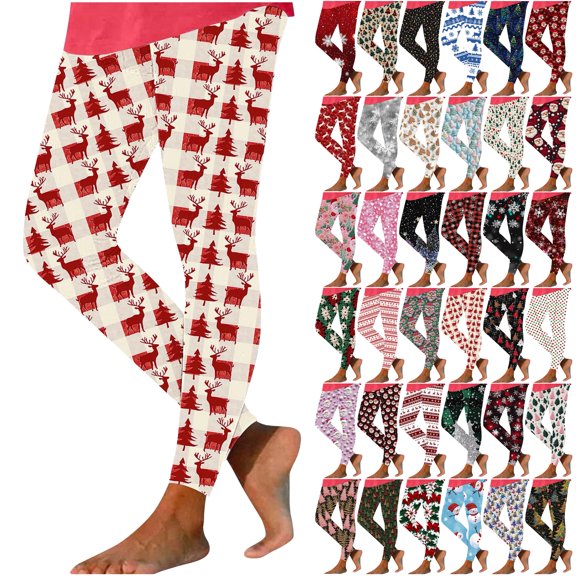 oelaio Women's Ugly Christmas High Waisted Leggings Xmas Printed Ankle Length No Seen Through Buttery Soft Yoga Pants for Workout Athletic Running Multicolor XL