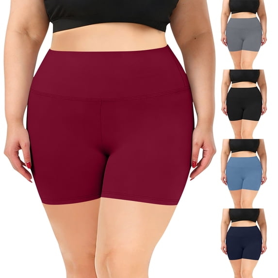 oelaio Womens Plus Size Biker Shorts High Waisted Yoga Shorts for Workout Running Gym Black XL