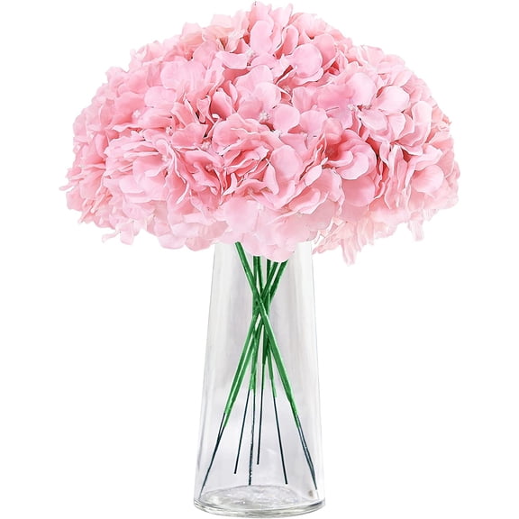 of 10 Hydrangea Flowers Blush Artificial Silk Hydrangea Flowers Head with Stems for Wedding Party Home Decor