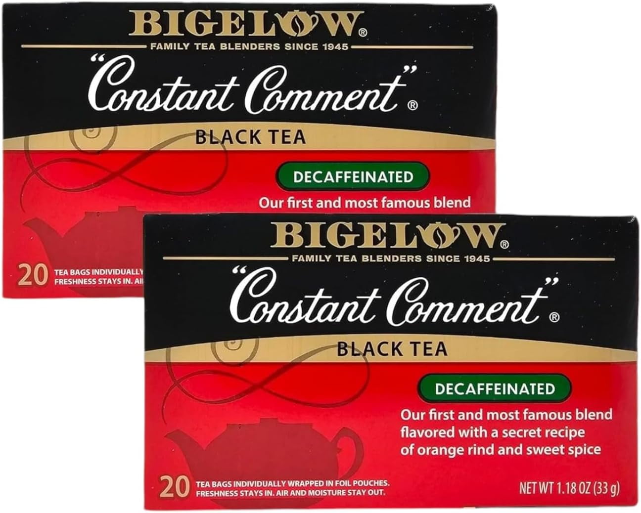 of 2) Black Tea, Constant Comment Decaffeinated, 20 Count each (Total ...