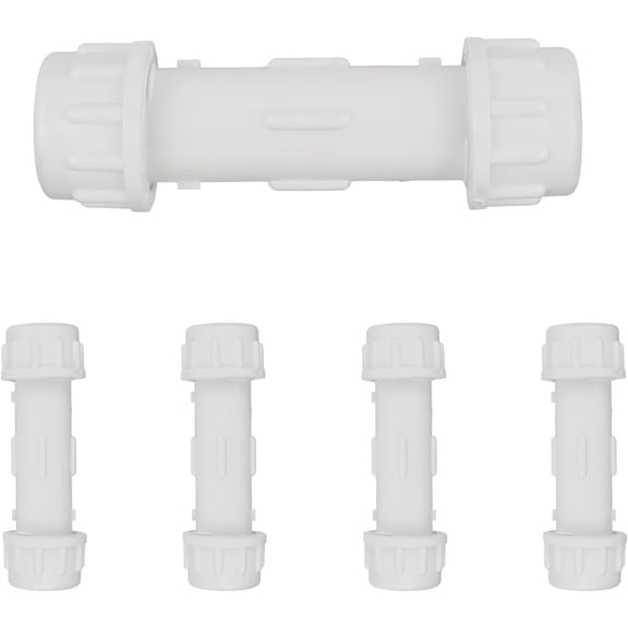 of 5)  1/2-Inch PVC Compression Coupling, Schedule 40, Quick Connecting Piping and Repairs of PVC Pipe,(PVC037-5)