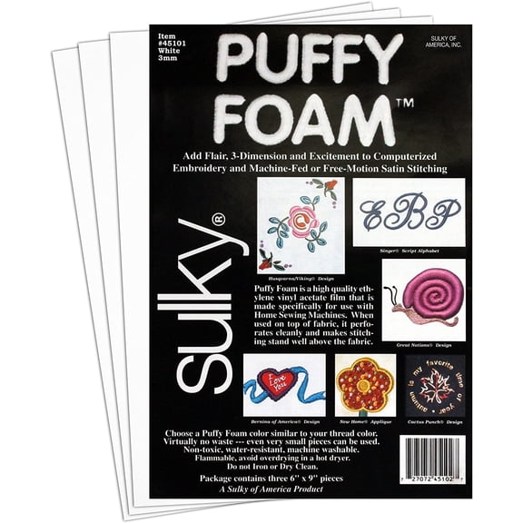 of America 3mm Puffy Foam, 6" by 9", White
