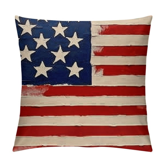 of July Star Striped USA Flag Pillow Covers t of Retro American Flag Decorations Throw Pillows Patriotic Memorial Day Outdoors Decorative