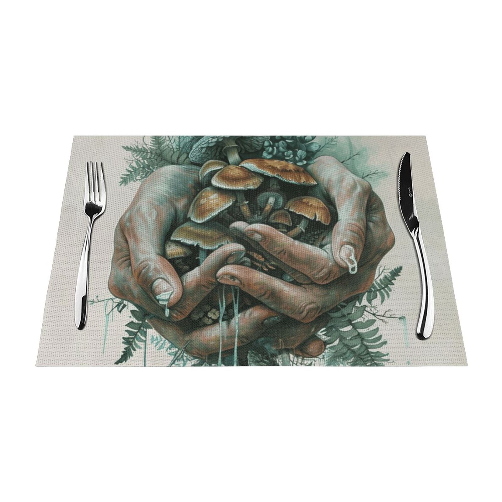 of nature painting PVC meal mat, dining table mat PVC washable woven