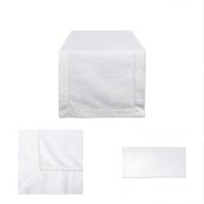 Elegant White Cotton Hemstitched Table Runner 14" x 72"