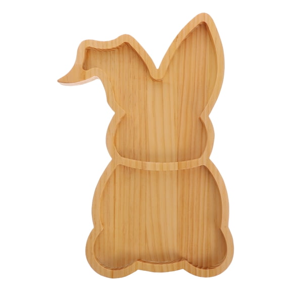 Easter Bunny Shaped Wooden Serving Tray for Snacks and Appetizers Khaki Color Great for Daily Use