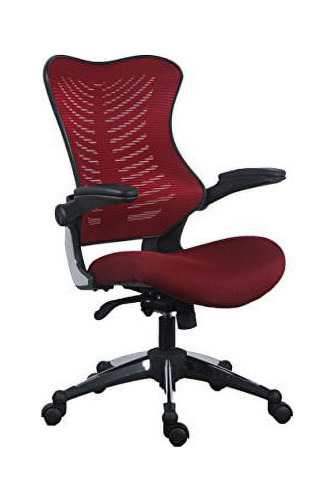 Burgundy Mesh Executive Office Chair with Adjustable Arms