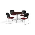 thumbnail image 1 of ofm  mahogany 36-inch round break room table with 4 star chairs - 36", 1 of 5