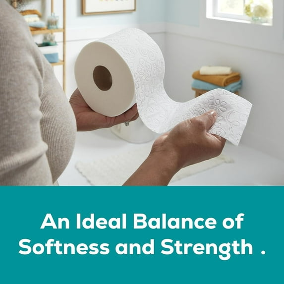 Soft Toilet Paper, 4 Mega Rolls = 16 Regular Rolls, Soft and Strong Toilet Tissue