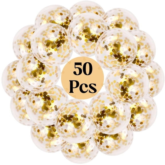 Gogcaro Gold Confetti Balloons 50 Pieces, 12 Inches Party Balloons With Golden Paper Confetti Dots For Party Decorations Wedding Decorations And Proposal (Gold)