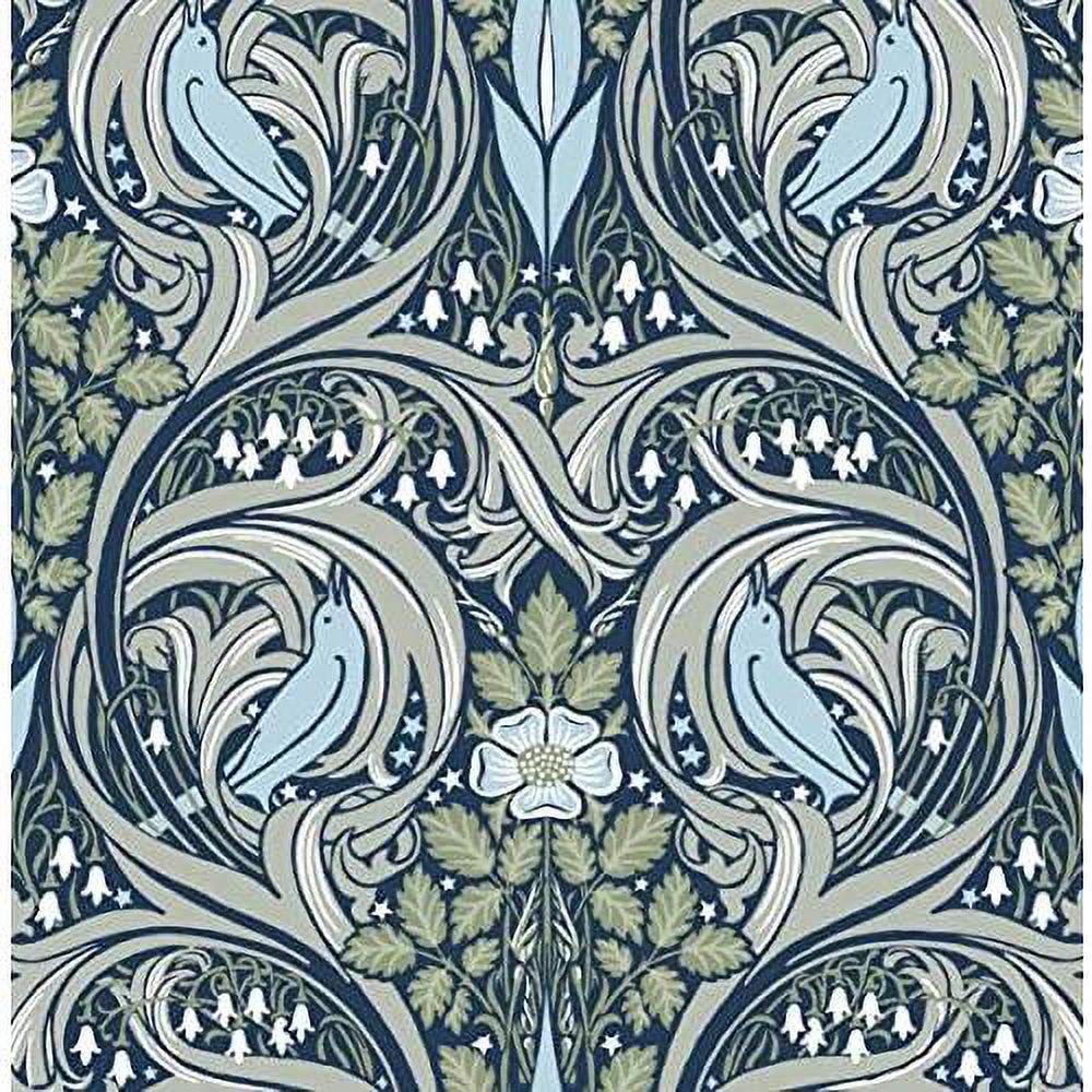 ogee peel and stick wallpaper (navy & fern green)