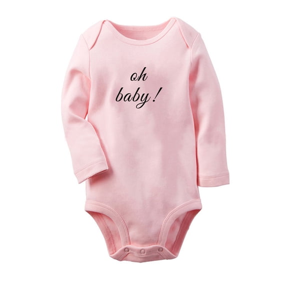 oh baby Pregnancy Announcement Rompers, Newborn Baby Unisex Bodysuits, Infant Jumpsuits, Toddler 0-12 Months Kids Long Sleeves Oufits (Pink, 0-6 Months)