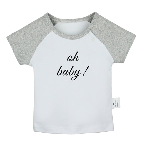 oh baby Pregnancy Announcement T shirt For Baby, Newborn Babies T-shirts, Infant Tops, 0-24M Kids Graphic Tees Clothing (Short Gray Raglan T-shirt, 12-18 Months)