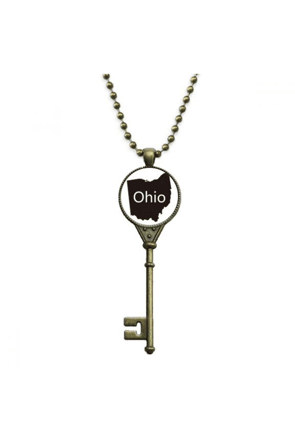 ohio ameusa map outline key necklace pendant tray embellished chain