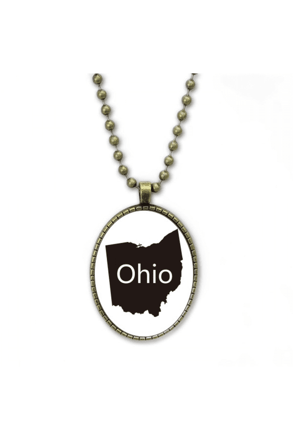 ohio ameusa map outline necklace vintage chain bead pendant jewelry collection