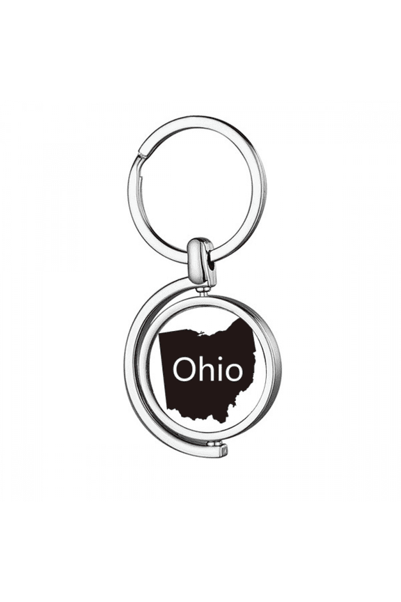 ohio ameusa map outline rotating keychain metal keyring holder