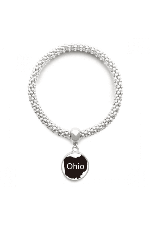 ohio ameusa map outline sliver bracelet pendant jewelry chain adjustable bangle