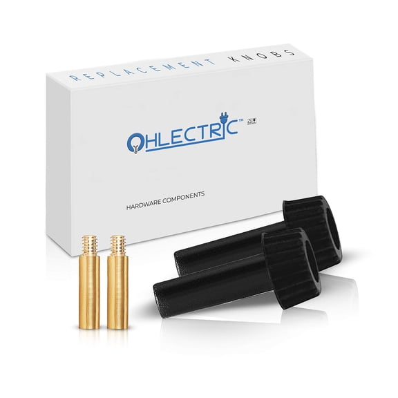 OHLECTRIC Set of 2 Replacement Knobs - Strong & Sturdy On/Off Replacement Lamp Turn Knobs - Extension Socket Knobs with 1/2-inch Extensions - Ideal for All Light & Lamp Fixtures, Black - OL-39100
