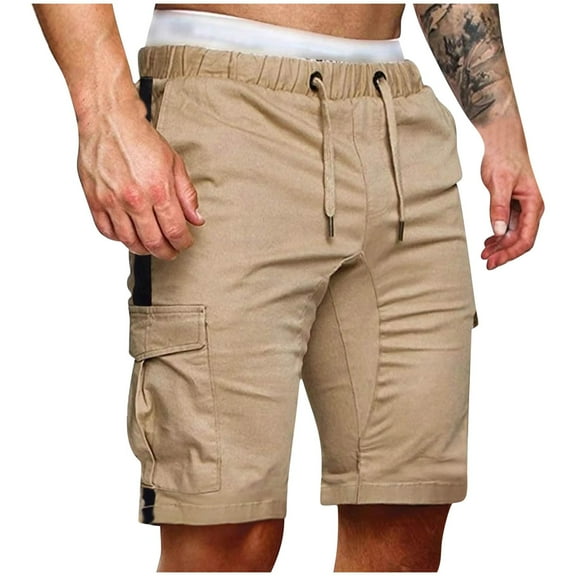 ohmzyzo Cargo Men's Shorts Cotton Work Short for Men Hiking Casual Multi Pockets Pants No Belt