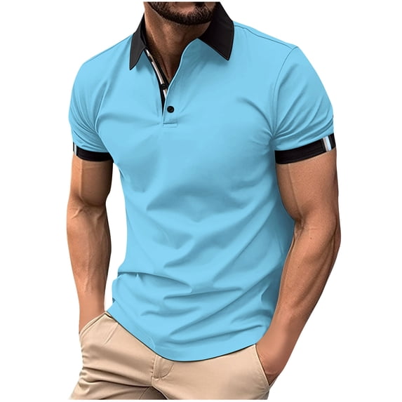 ohmzyzo Golf Shirts for Men Big and Tall Polo T-Shirts Button Down Collared Tee Tops Short Sleeve Graphic Tees Workout Sports Tops