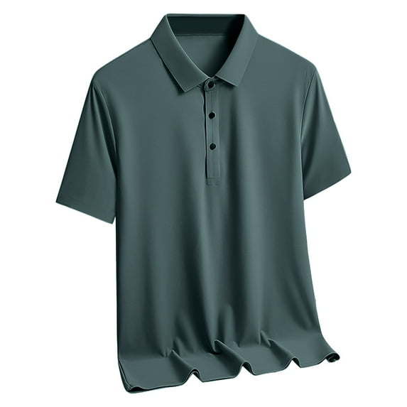 ohmzyzo Golf Shirts for Men Big and Tall Short Sleeve Solid Color Polo Shirts Summer Causal Lapel Work Tees Beach Henley Tops Pullover Green XL