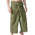thumbnail image 1 of ohmzyzo Hakuma Pants for Men Cotton Loose Wide Leg Pants Open Bottom Breathable Trousers Casual Solid Color Beach Pants Lounge Outdoor Pants Army Green Free Size, 1 of 6