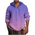 thumbnail image 1 of ohmzyzo Lightweight Hooded Sweatshirt for Men Casual Long Sleeve Gradient Color Pullover Tops Loose Fit Button Down Hoodies Shirt Purple 5XL, 1 of 4