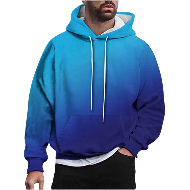 ohmzyzo Long Sleeve Hoodies for Men Casual Drawstring Pullover