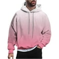 thumbnail image 1 of ohmzyzo Long Sleeve Hoodies for Men Casual Drawstring Pullover Heavyweight Fleece Lined Hoodie Mens Gradient Color Hooded Sweatshirt Pink 3XL, 1 of 6