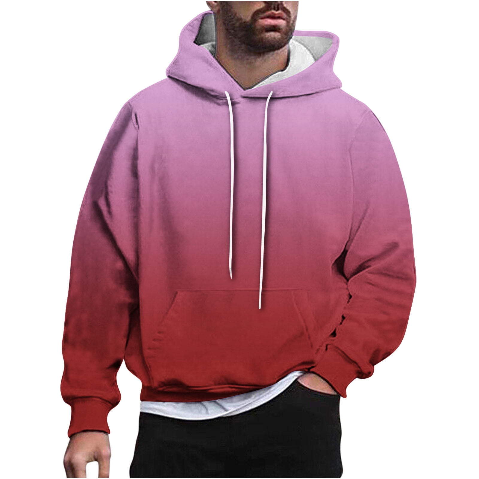 ohmzyzo Long Sleeve Hoodies for Men Casual Drawstring