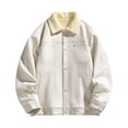 thumbnail image 1 of ohmzyzo Men Button Jacket Long Sleeve Loose Fit Coat Classic Fit Solid Color Jacket Loose Fit Button Down Outerwear with Pocket Beige XXL, 1 of 8