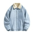 thumbnail image 1 of ohmzyzo Men Button Jacket Long Sleeve Loose Fit Coat Classic Fit Solid Color Jacket Loose Fit Button Down Outerwear with Pocket Blue M, 1 of 8