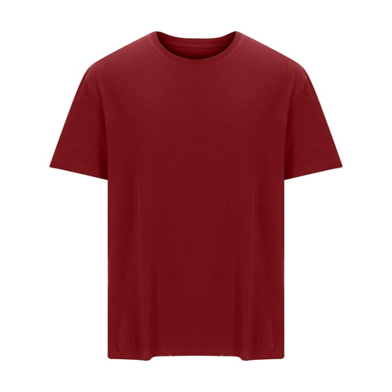 ohmzyzo Men Round-Neck T-Shirts Fashion Plain Solid Color Tee Tops Lightweight Short Sleeve Workout Tees Quick Dry Athletic Gym Slim Fit Tops Red 3XL