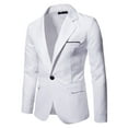 thumbnail image 1 of ohmzyzo Men's Blazer Lightweight Casual One Button Outerwear Slim Fit Sport Coat Lapel Collar Long Sleeve Coats Top White S, 1 of 4