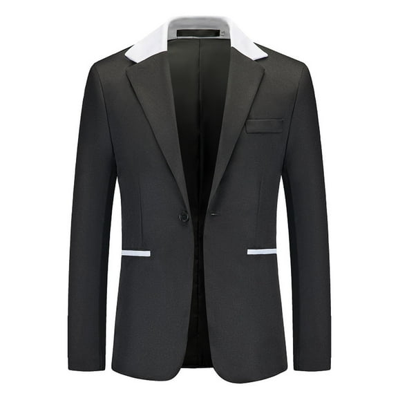 ohmzyzo Men's Blazer Lightweight Casual One Button Slim Fit Sport Coats Turndown Collar Colorblocked Suit Jackets with Pockets S
