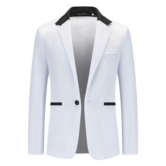 ohmzyzo Men's Blazer Lightweight Casual One Button Slim Fit Sport Coats Turndown Collar Colorblocked Suit Jackets with Pockets S