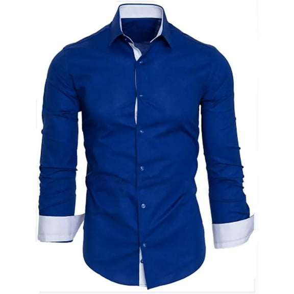 ohmzyzo Men's Button Down Shirts Long Sleeve Classic Dress Shirts Shirt Casual Fashionable Color Contrast Slim Fit Shirt