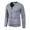 thumbnail image 1 of ohmzyzo Men's Cardigan Sweater V Neck Long Sleeve Button Down Knitted Sweater Casual Full Winter Cardigans Coats with Pockets Gray XXL, 1 of 4
