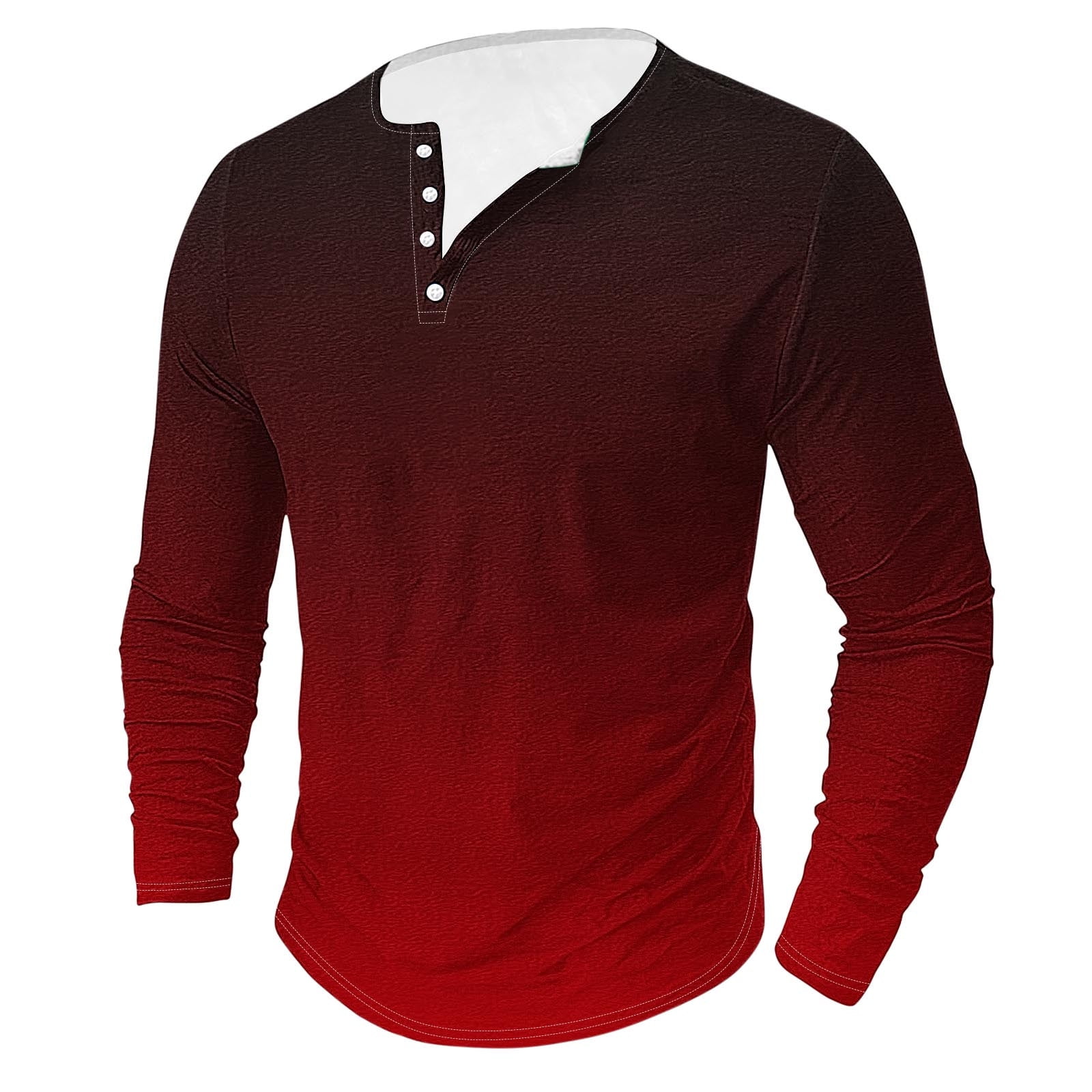 ohmzyzo Men's Casual Front Placket Basic Long Sleeve Henley Shirt