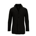thumbnail image 1 of ohmzyzo Men's Casual Long Sleeve Sweaters Shawl Collar Buttons Down Cable Knit Cardigan Sweater Thermal Solid Color Top with Pockets Black M, 1 of 4