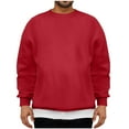 thumbnail image 1 of ohmzyzo Men's Casual Long Sleeves Sweatshirts Crewneck Cotton Pullover Sweatshirt for Men Loose Fit Solid Color Pullover Tops Red XXL, 1 of 1